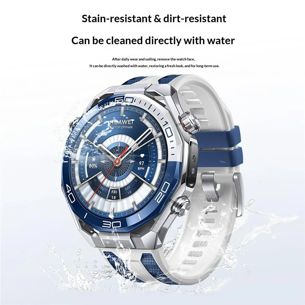 22mm Dual Color Quick Release Strap for Huawei Watch Ultimate 2  /  Ultimate Design  /  Ultimate  /  GT 6  /  5 46mm Silicone Watch Band with Silver Buckle - White / Blue - 5