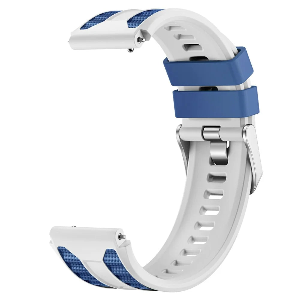 22mm Watch Band For Huawei Watch Ultimate 2 Silicone+Nylon Replacement Strap - White  /  Blue - 3