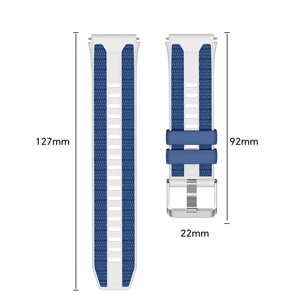 22mm Watch Band For Huawei Watch Ultimate 2 Silicone+Nylon Replacement Strap - White  /  Blue - 7
