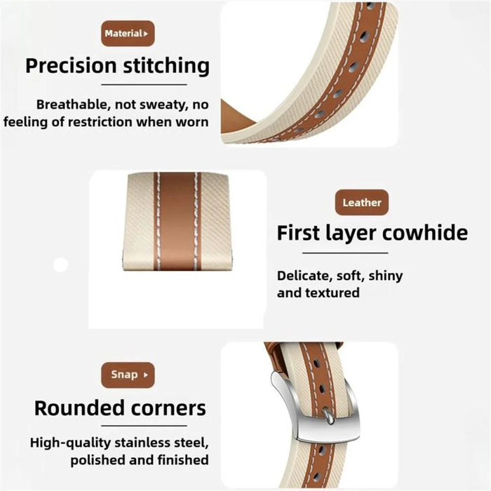 Color Matching Genuine Leather Strap for Samsung Galaxy Fit3 Quick Release Watch Band - Brown - 4