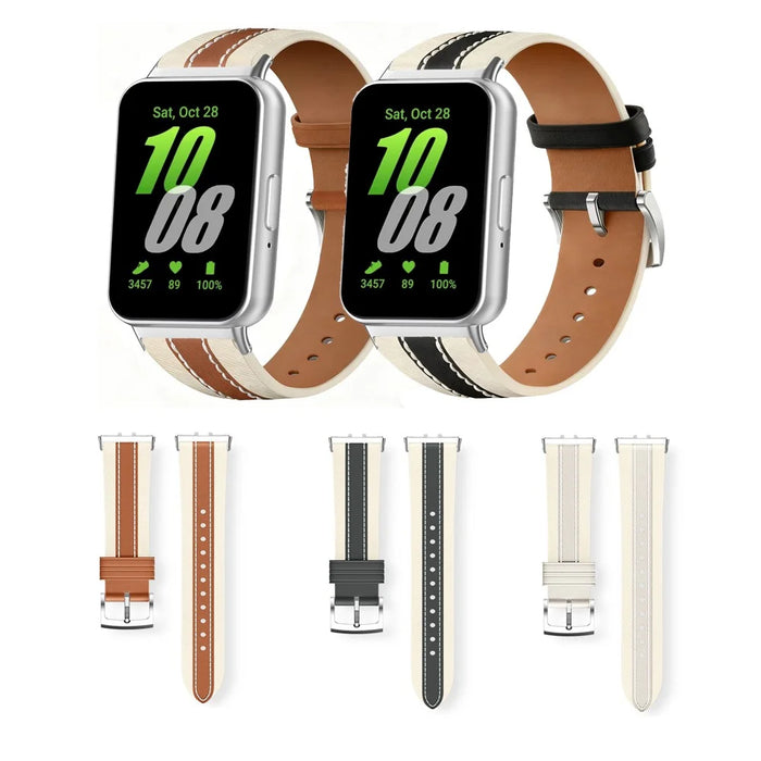 Color Matching Genuine Leather Strap for Samsung Galaxy Fit3 Quick Release Watch Band - Brown - 6