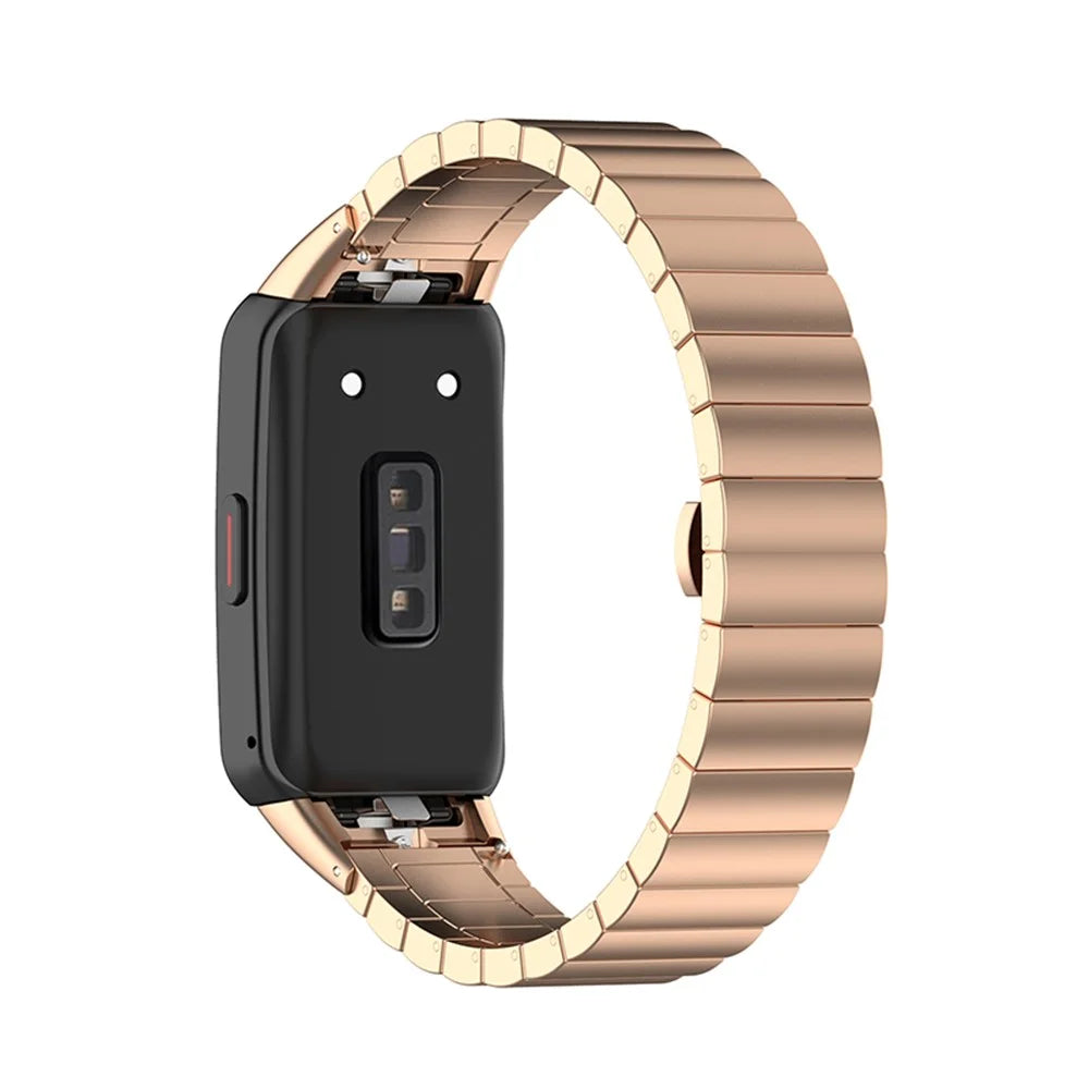 Stainless Steel One Bead Watch Band Wrist Strap Replacement for Huawei Band 6/Honor Band 6 - Rose Gold - 1