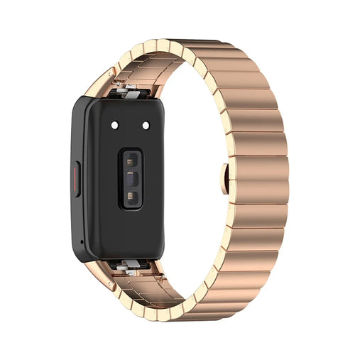 Stainless Steel One Bead Watch Band Wrist Strap Replacement for Huawei Band 6/Honor Band 6 - Rose Gold - 1