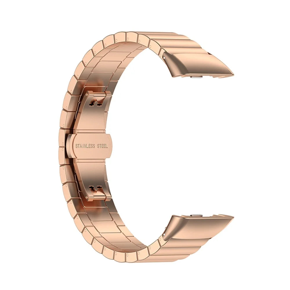 Stainless Steel One Bead Watch Band Wrist Strap Replacement for Huawei Band 6/Honor Band 6 - Rose Gold - 2