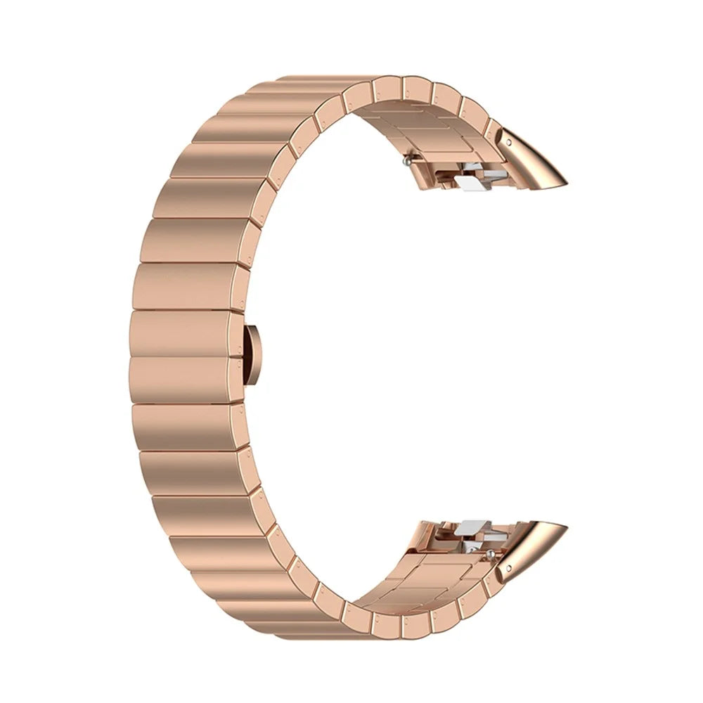 Stainless Steel One Bead Watch Band Wrist Strap Replacement for Huawei Band 6/Honor Band 6 - Rose Gold - 3