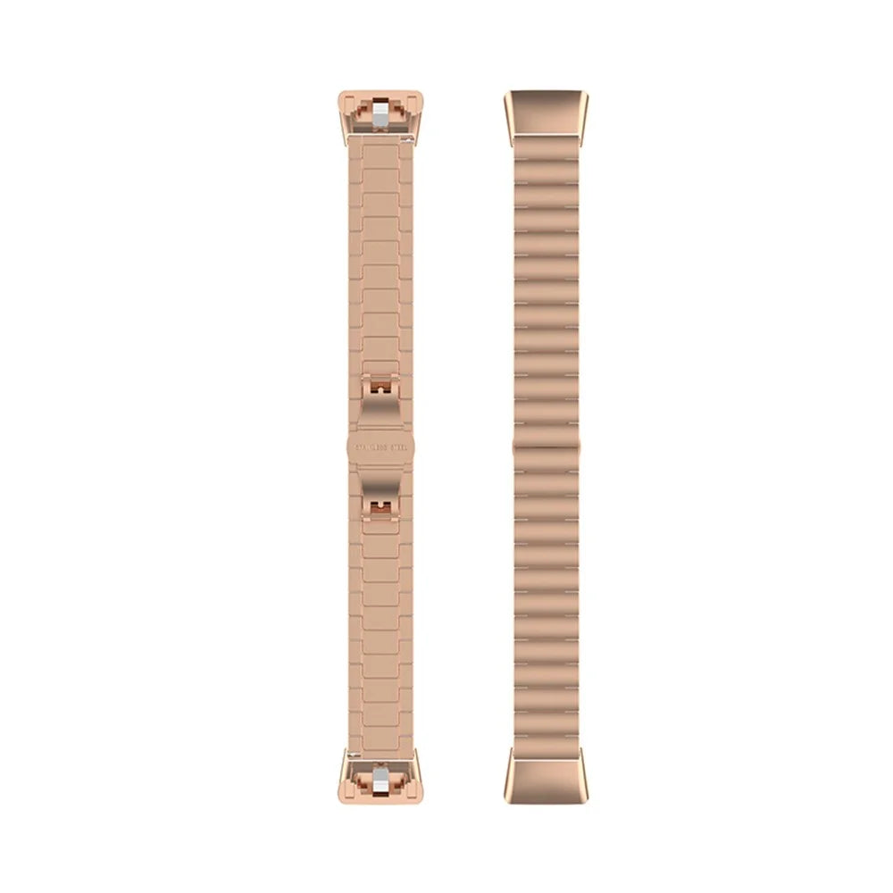 Stainless Steel One Bead Watch Band Wrist Strap Replacement for Huawei Band 6/Honor Band 6 - Rose Gold - 4