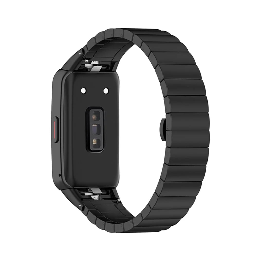 Stainless Steel Watch Band Replacement One Bead Wrist Strap for Huawei Band 6/Honor Band 6 - Black - 1