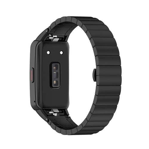 Stainless Steel Watch Band Replacement One Bead Wrist Strap for Huawei Band 6/Honor Band 6 - Black - 1