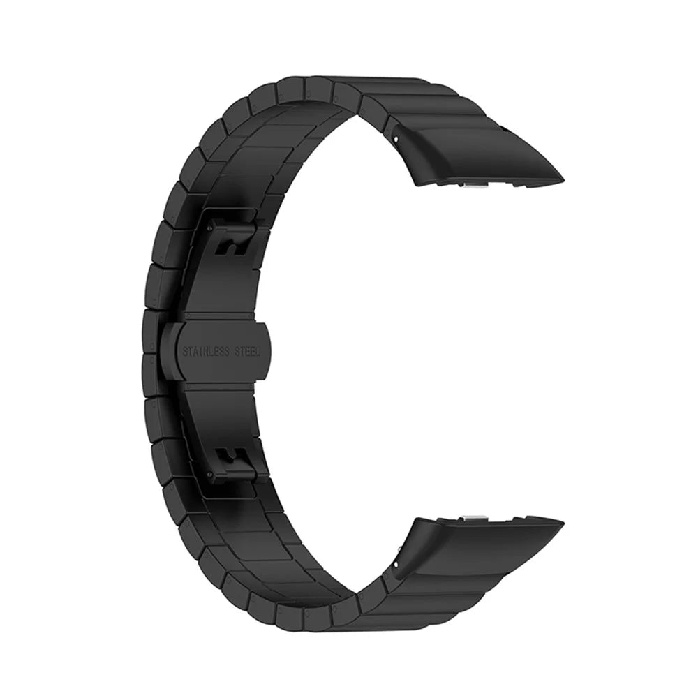Stainless Steel Watch Band Replacement One Bead Wrist Strap for Huawei Band 6/Honor Band 6 - Black - 2