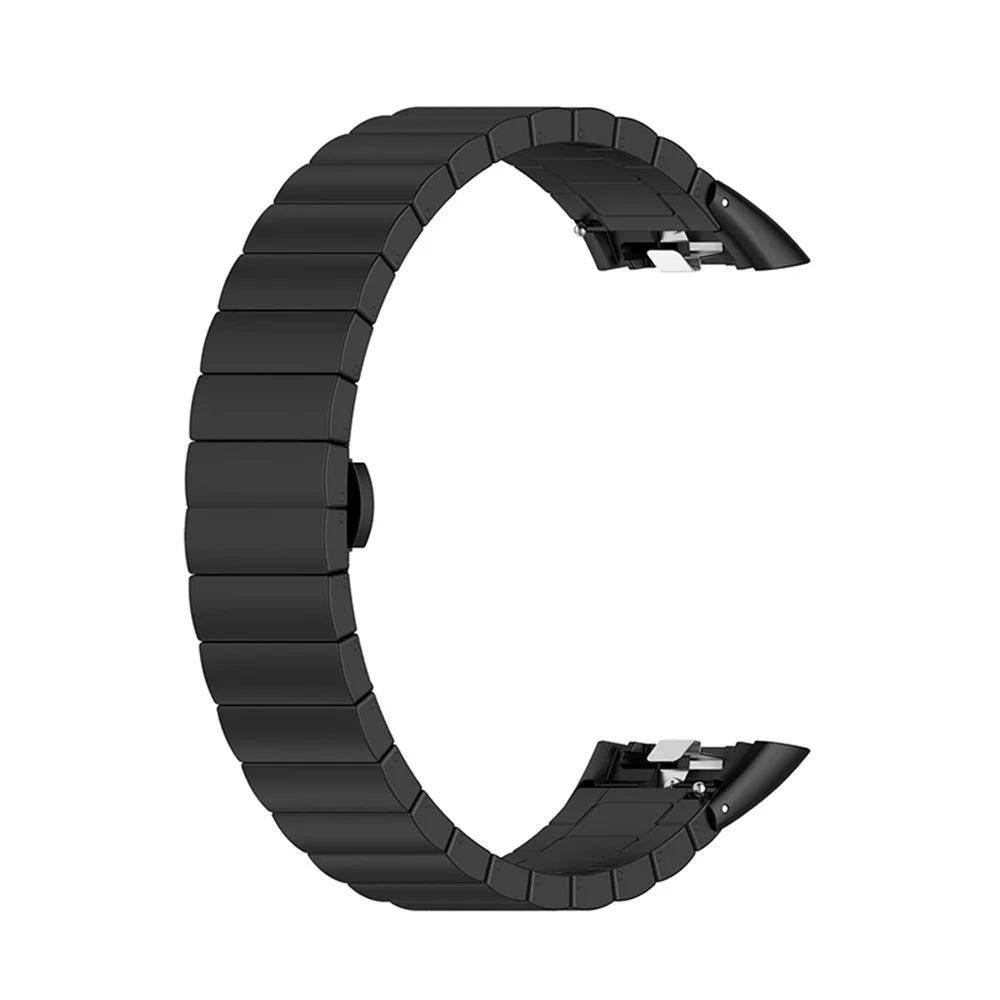 Stainless Steel Watch Band Replacement One Bead Wrist Strap for Huawei Band 6/Honor Band 6 - Black - 3