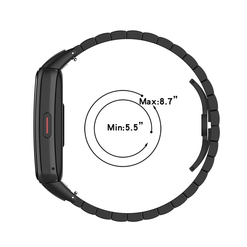 Stainless Steel Watch Band Replacement One Bead Wrist Strap for Huawei Band 6/Honor Band 6 - Black - 6