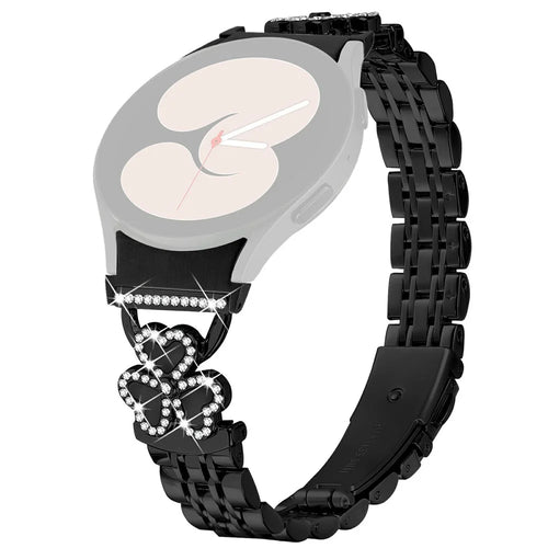 7-Bead Electroplated Band with Quick Release Connector for Samsung Galaxy Watch7 / 6 / 5 / 4 44mm 40mm / FE 40mm / 5 Pro 45mm / 6 Classic 43mm 47mm / 4 Classic 46mm 42mm Metal Strap Heart Clover - Black+Black Shell - 1