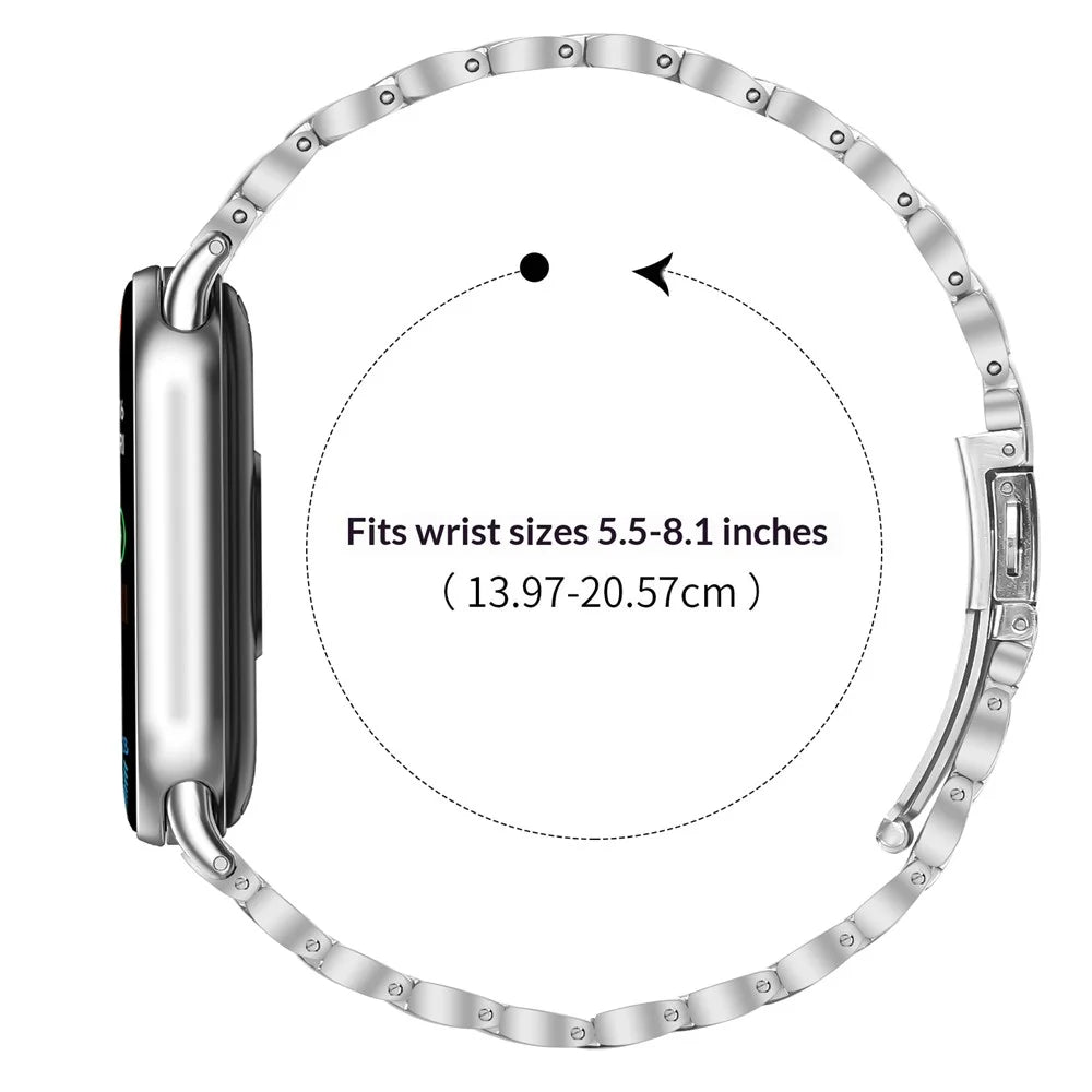 Silver Stainless Steel Band for Xiaomi Smart Band 10 / 9 / 8 Faux Three-Bead Watch Strap - 6