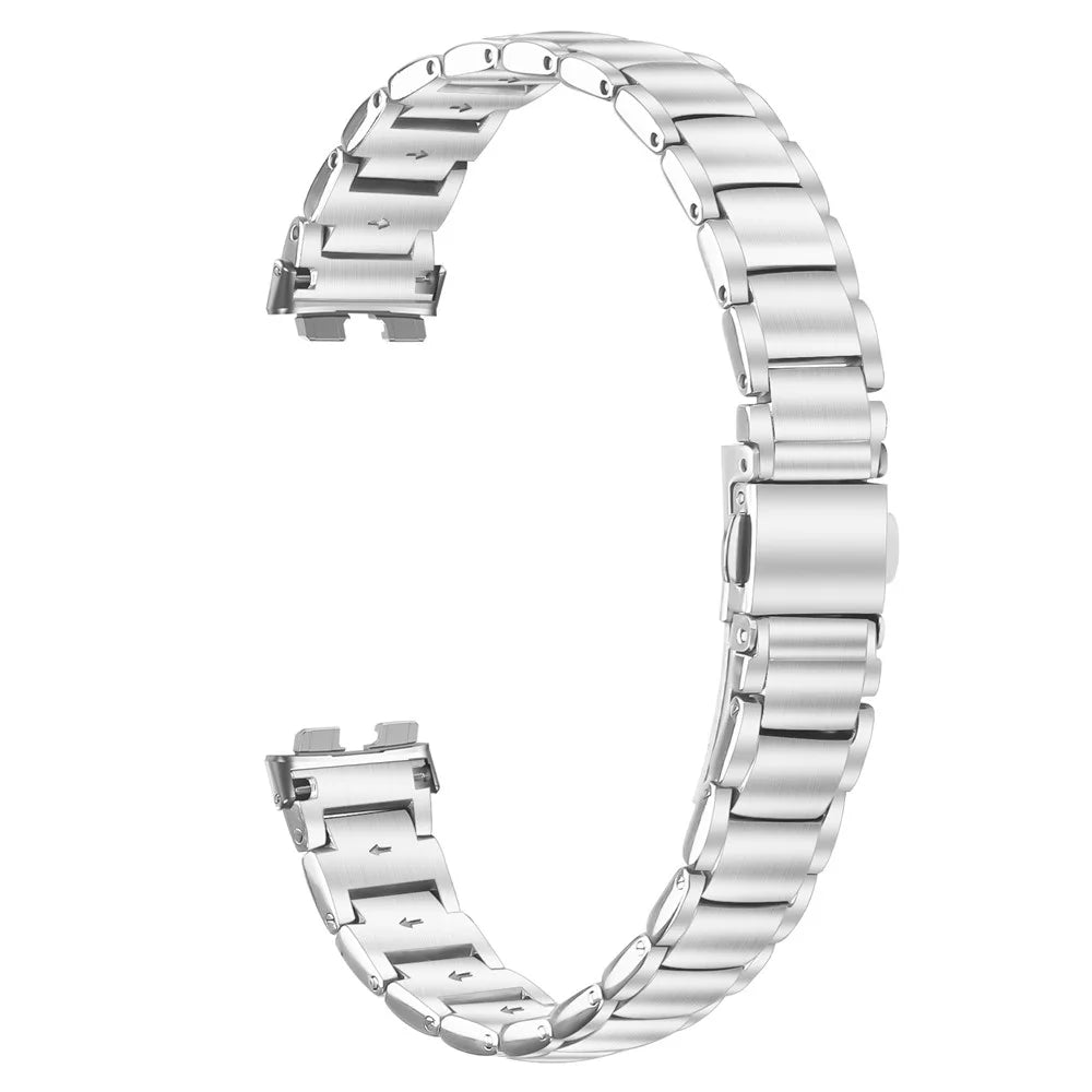 Silver Stainless Steel Band for Huawei Band 10 / 9 / 8 Faux Three-Bead Watch Strap Replacement - 1