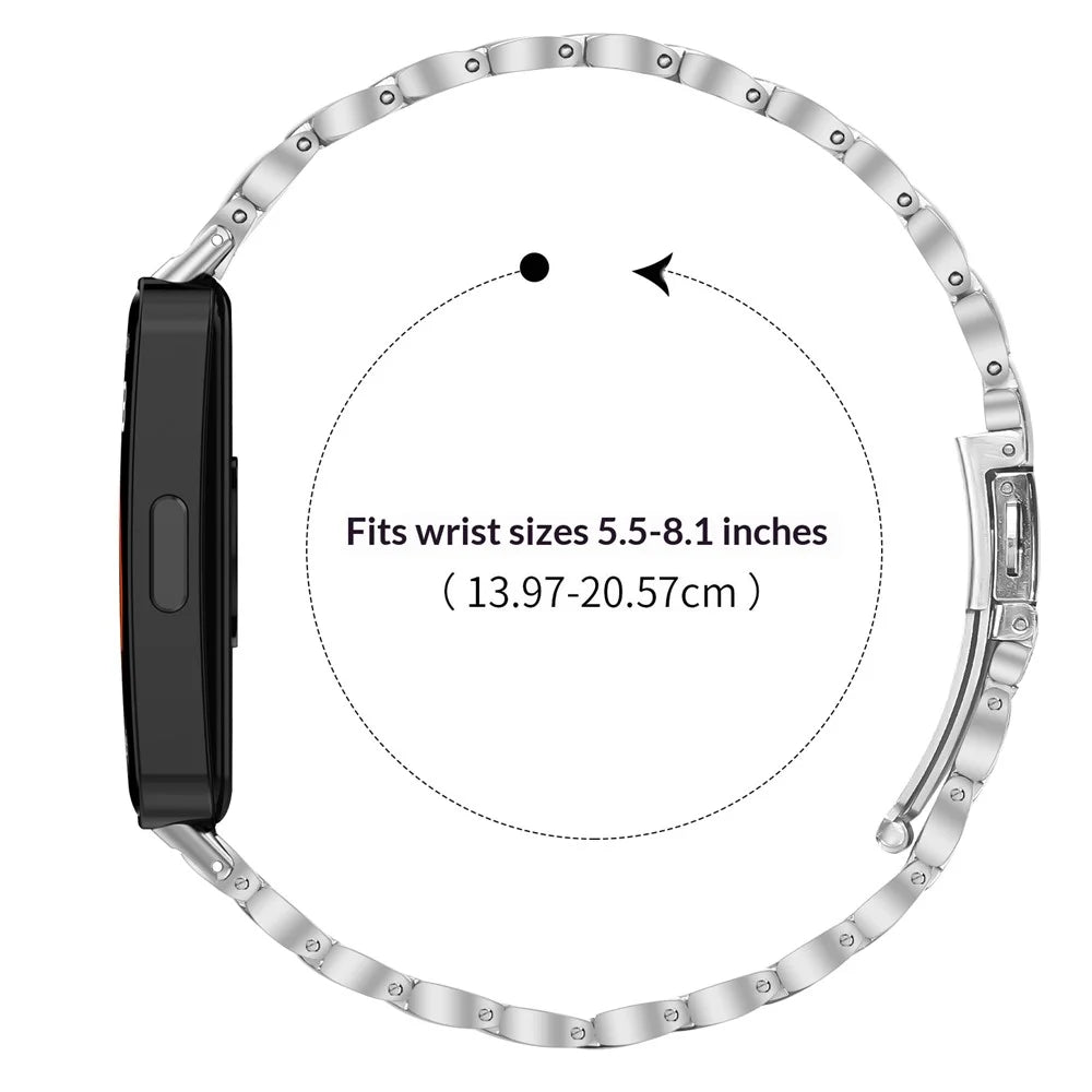 Electroplated Stainless Steel Band for Huawei Band 10 / 9 / 8 Faux Three-Bead Watch Strap Replacement - Gold Splicing - 6
