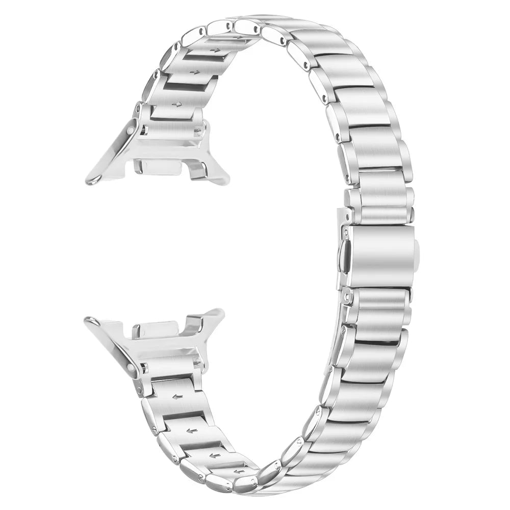 Silver Stainless Steel Band for Samsung Galaxy Watch8 44mm / 40mm / Watch8 Classic 46mm Faux Three-Bead Watch Strap - 1
