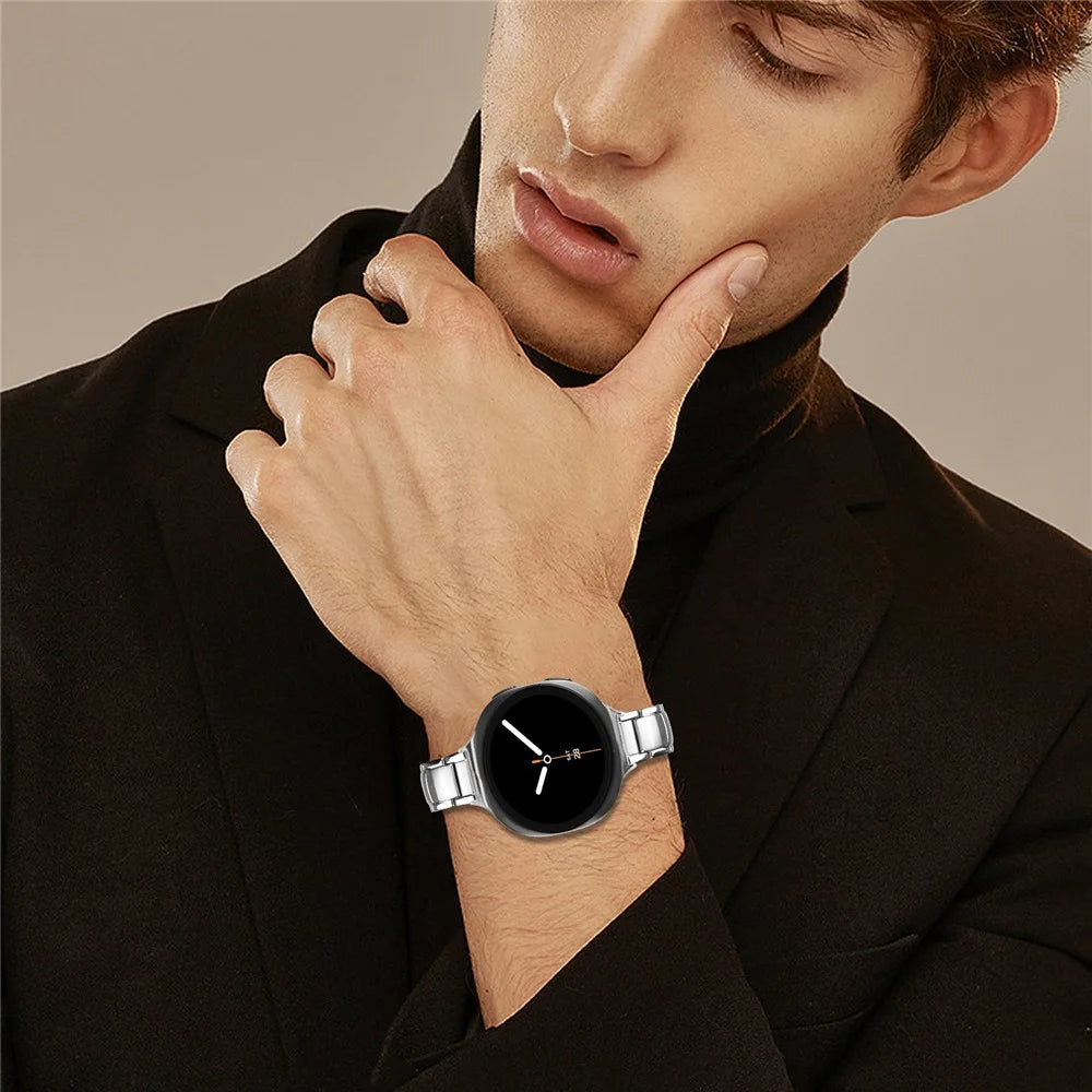 Silver Stainless Steel Band for Samsung Galaxy Watch8 44mm / 40mm / Watch8 Classic 46mm Faux Three-Bead Watch Strap - 5