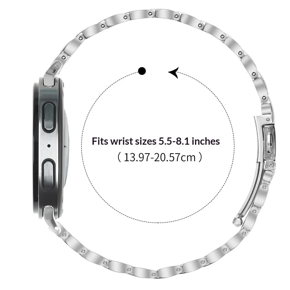 Silver Stainless Steel Band for Samsung Galaxy Watch8 44mm / 40mm / Watch8 Classic 46mm Faux Three-Bead Watch Strap - 6