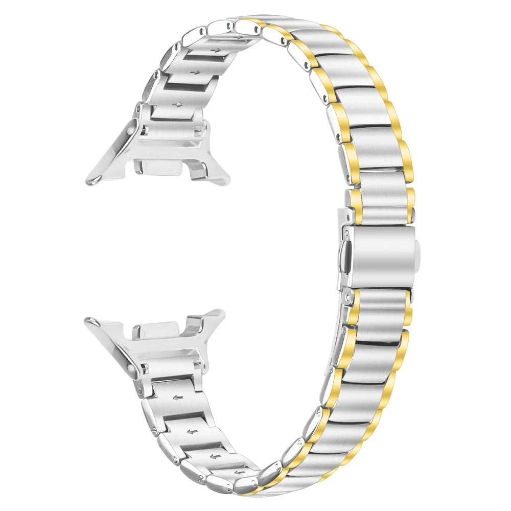 Electroplated Stainless Steel Band for Samsung Galaxy Watch8 44mm / 40mm / Watch8 Classic 46mm Faux Three-Bead Watch Strap - Gold Splicing - 1