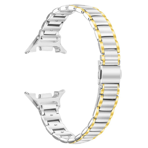 Electroplated Stainless Steel Band for Samsung Galaxy Watch8 44mm / 40mm / Watch8 Classic 46mm Faux Three-Bead Watch Strap - Gold Splicing - 1