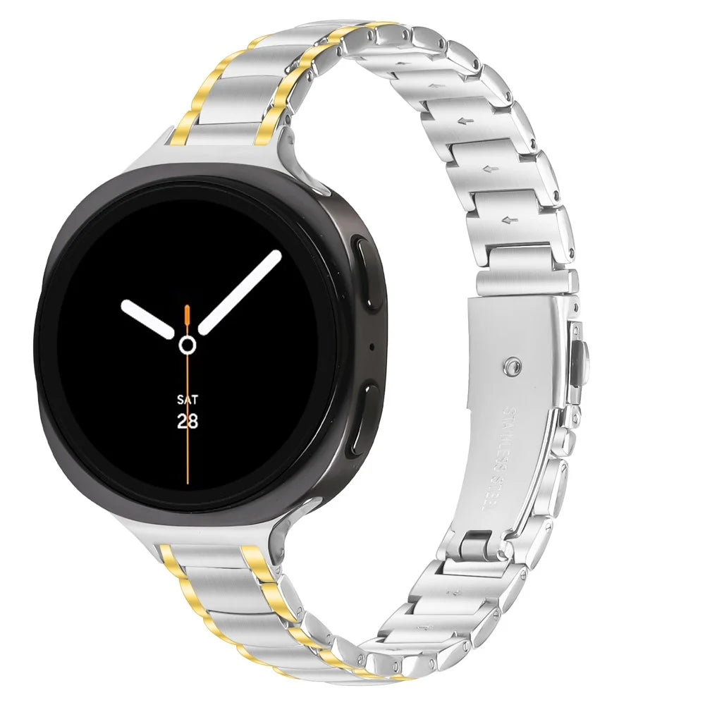 Electroplated Stainless Steel Band for Samsung Galaxy Watch8 44mm / 40mm / Watch8 Classic 46mm Faux Three-Bead Watch Strap - Gold Splicing - 2