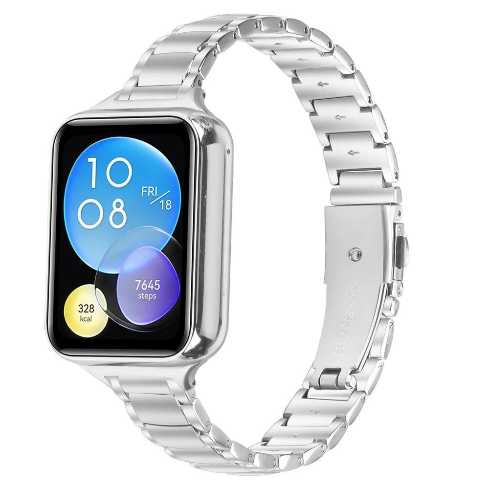 For Xiaomi Smart Band 10 Pro / 9 Pro / 8 Pro / Redmi Watch 6 / 5 / 4 Silver Stainless Steel Band Faux Three-Bead Watch Strap - 2