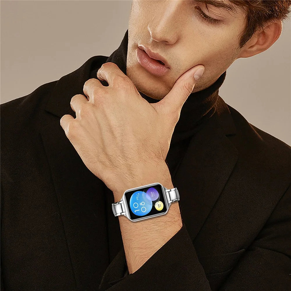 For Xiaomi Smart Band 10 Pro / 9 Pro / 8 Pro / Redmi Watch 6 / 5 / 4 Silver Stainless Steel Band Faux Three-Bead Watch Strap - 5