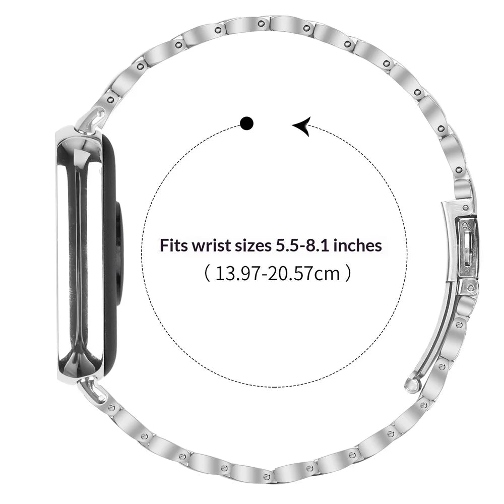 For Xiaomi Smart Band 10 Pro / 9 Pro / 8 Pro / Redmi Watch 6 / 5 / 4 Electroplated Stainless Steel Band Faux Three-Bead Watch Strap - Rose Gold Splicing - 6