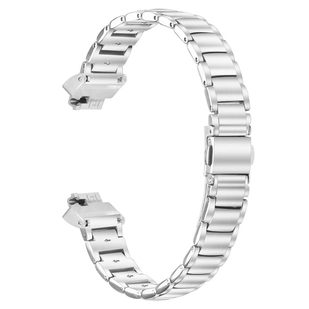 Silver Stainless Steel Band for Fitbit Inspire / Inspire 2 / Inspire HR Faux Three-Bead Watch Strap - 1