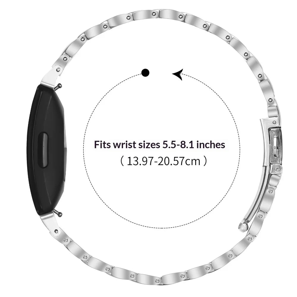 Silver Stainless Steel Band for Fitbit Inspire / Inspire 2 / Inspire HR Faux Three-Bead Watch Strap - 6