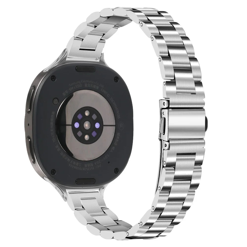 Silver Strap for Samsung Galaxy Watch8 44mm / 40mm / Watch8 Classic 46mm Slim Three-Bead Stainless Steel Watch Band - 1