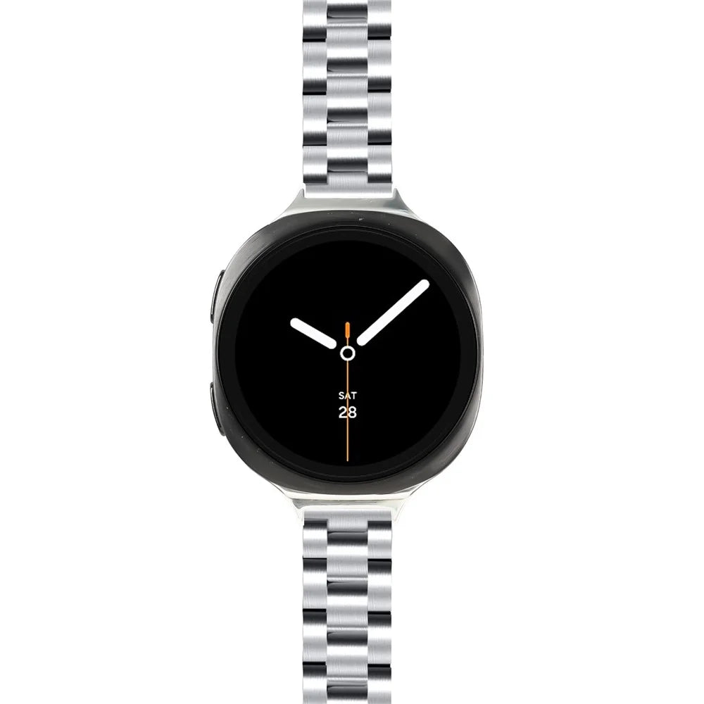 Silver Strap for Samsung Galaxy Watch8 44mm / 40mm / Watch8 Classic 46mm Slim Three-Bead Stainless Steel Watch Band - 3