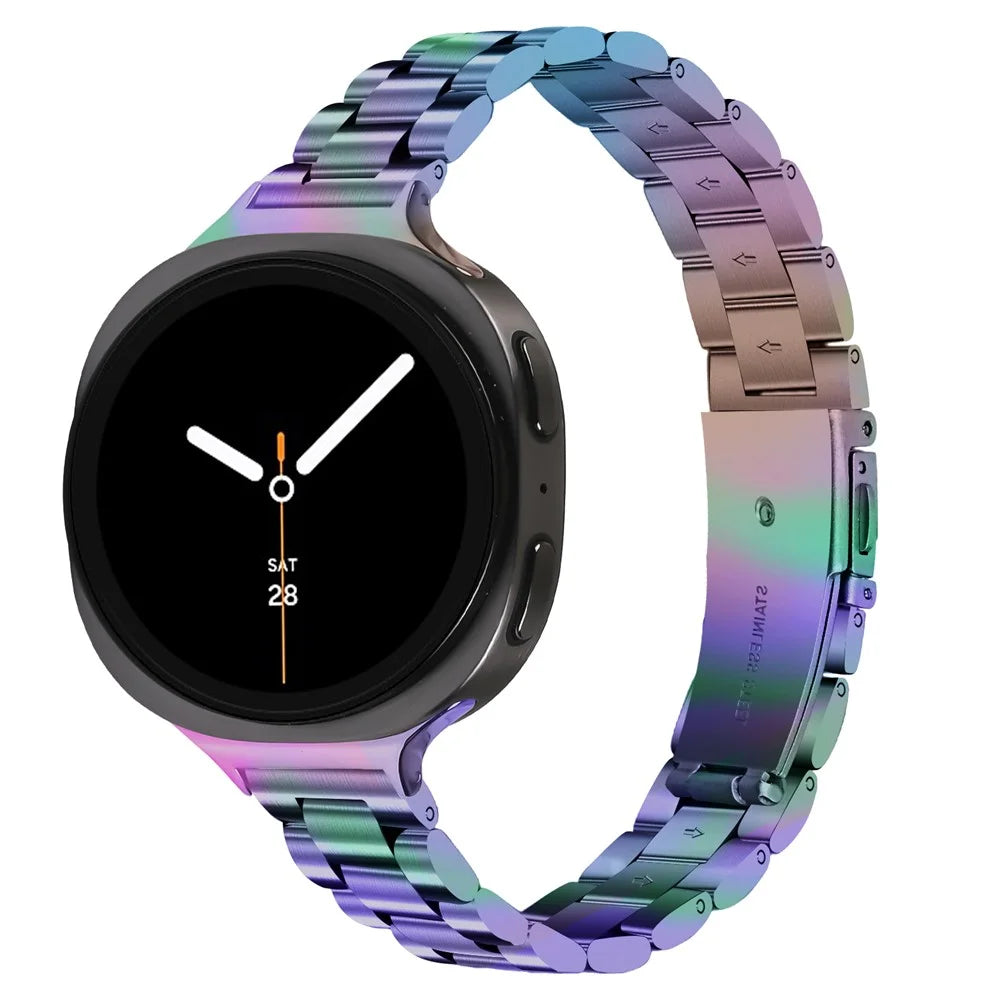 Electroplated Strap for Samsung Galaxy Watch8 44mm / 40mm / Watch8 Classic 46mm Slim Three-Bead Stainless Steel Watch Band - Multi-color - 2