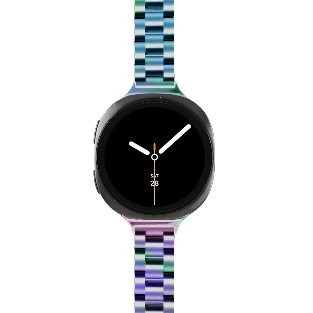 Electroplated Strap for Samsung Galaxy Watch8 44mm / 40mm / Watch8 Classic 46mm Slim Three-Bead Stainless Steel Watch Band - Multi-color - 3