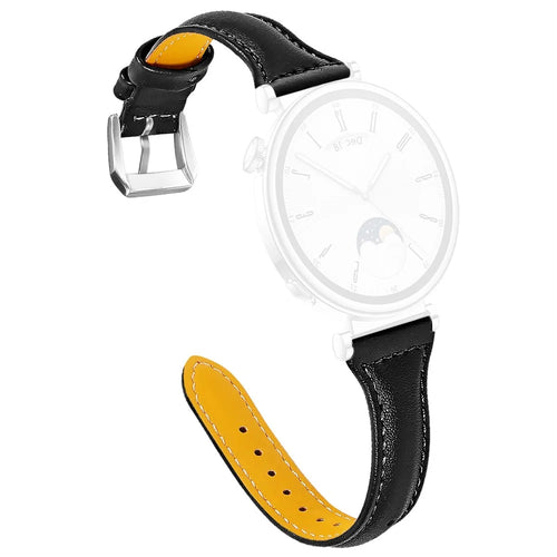 Genuine Cow Leather Watchband for Huawei Watch GT 6 41mm / GT 5 41mm / GT 4 41mm T-Shape Slim Watch Strap - Black - 1