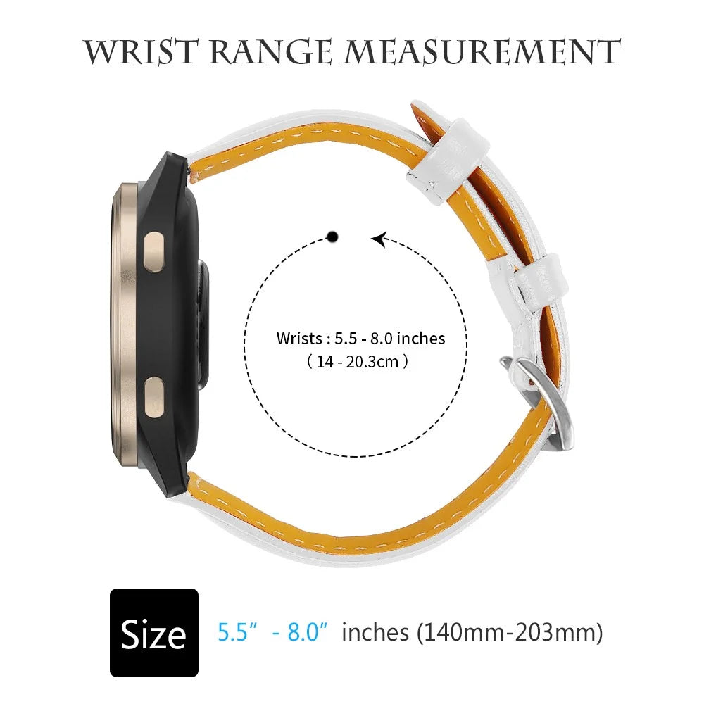 Genuine Cow Leather Watchband for Garmin Vivoactive 4S 40mm / 45mm / Venu 3S / Venu 2S T-Shape Slim Watch Strap - White - 5