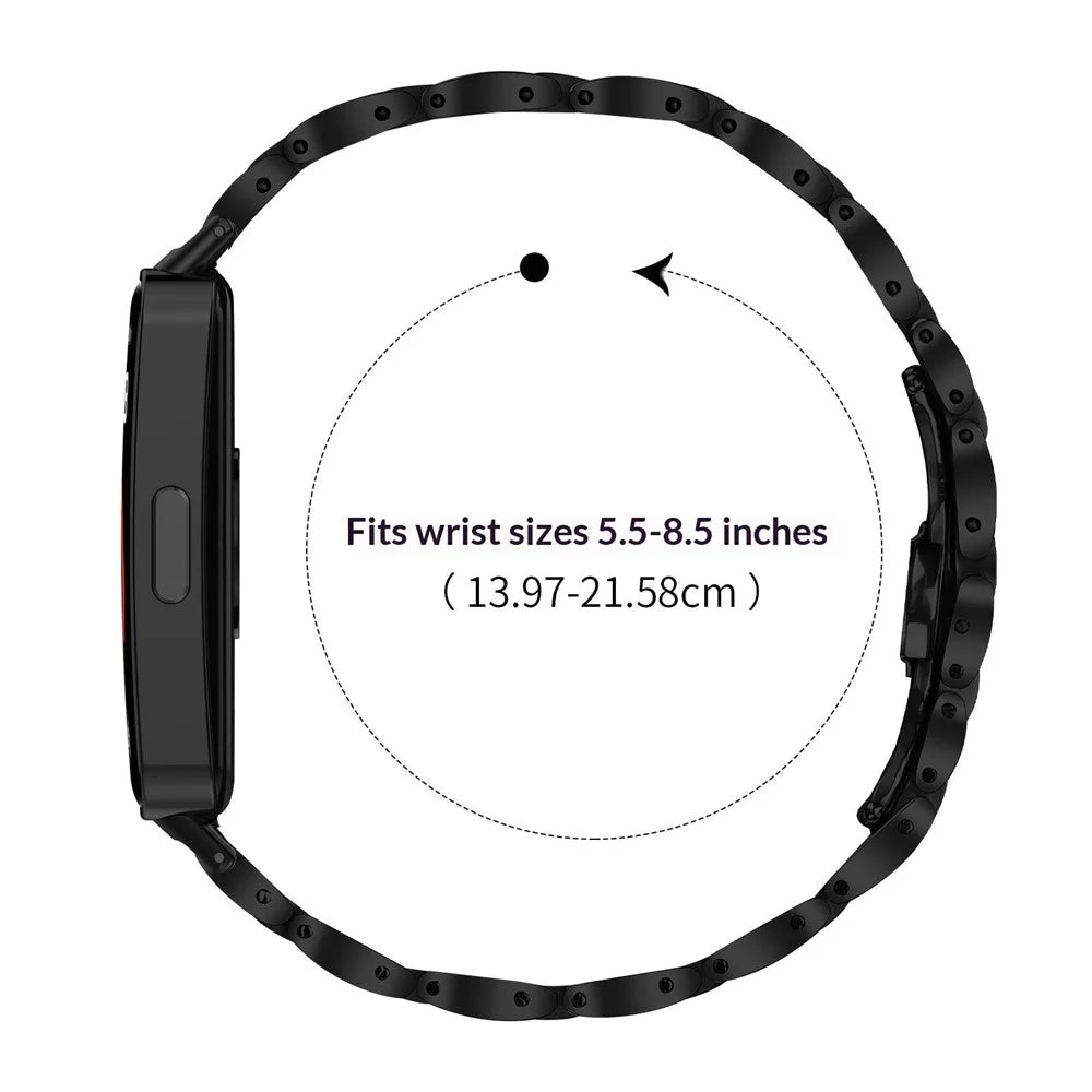 Watch Band for Huawei Band 10 / 9 / 8 Butterfly Clasp Stainless Steel Strap - Black - 6