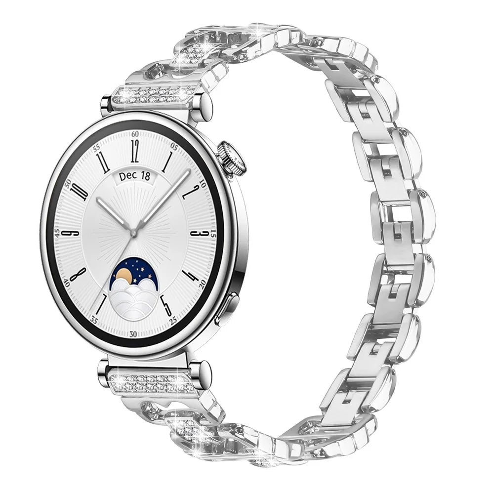 Zinc Alloy Watch Band for Huawei Watch GT 6 41mm / GT 5 41mm / GT 4 41mm Rhinestone Inlaid Replacement Metal Strap - Silver - 2