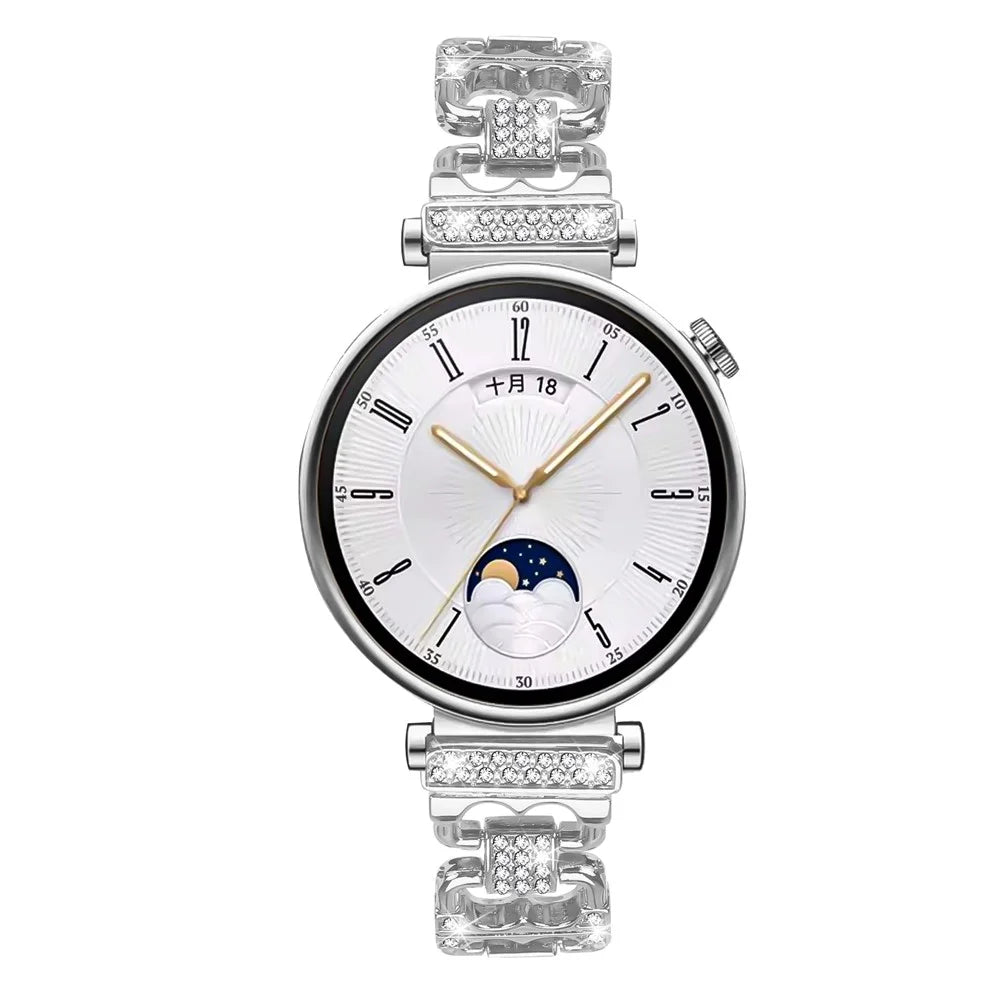 Zinc Alloy Watch Band for Huawei Watch GT 6 41mm / GT 5 41mm / GT 4 41mm Rhinestone Inlaid Replacement Metal Strap - Silver - 3