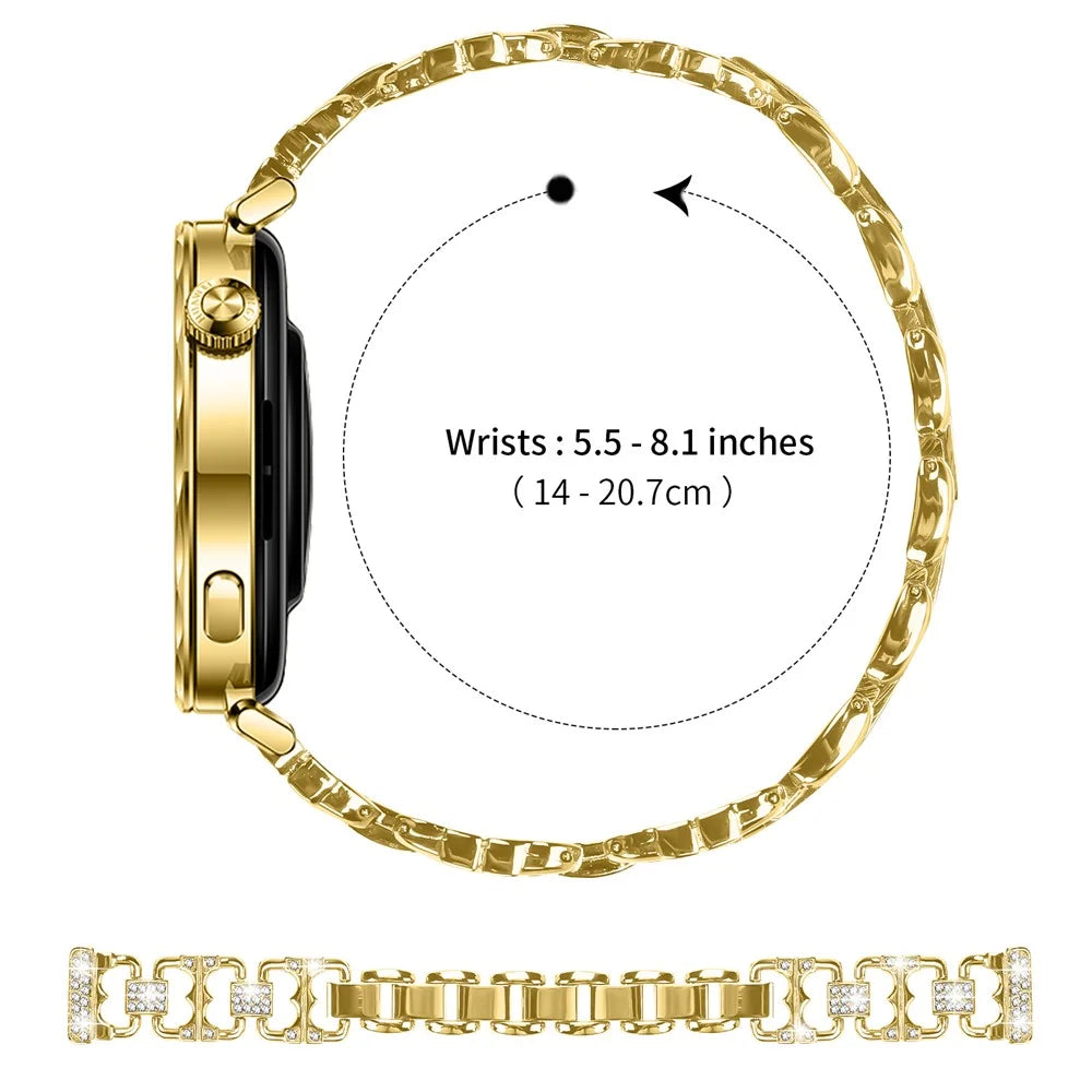 Zinc Alloy Watch Band for Garmin Vivoactive 4S 40mm / 45mm / Venu 3S / Venu 2S Rhinestone Inlaid Replacement Metal Strap - Gold - 6