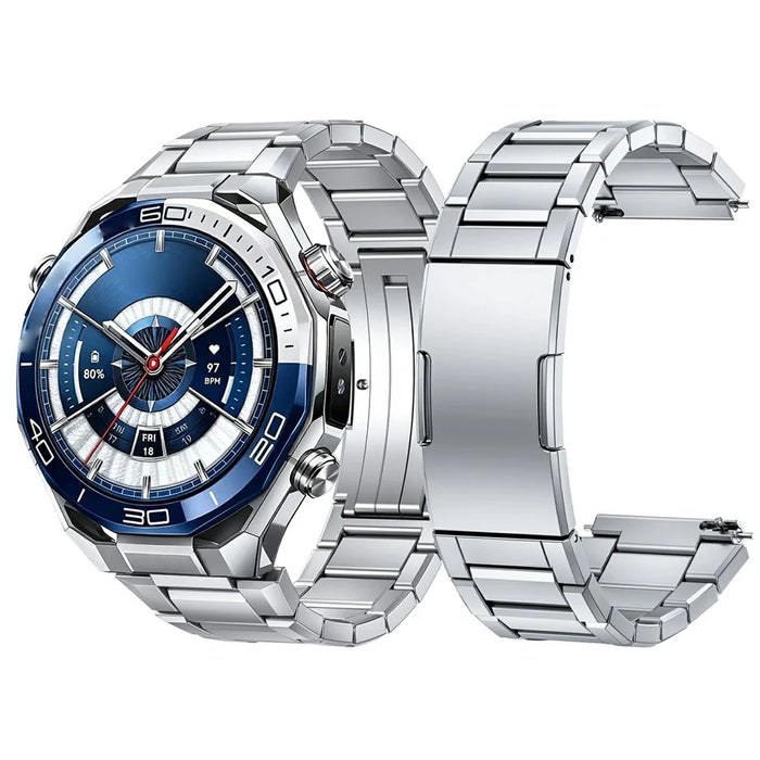 For Huawei Watch Ultimate 2 Titanium Alloy Watch Band Folding Clasp Replacement Strap - Silver - 3