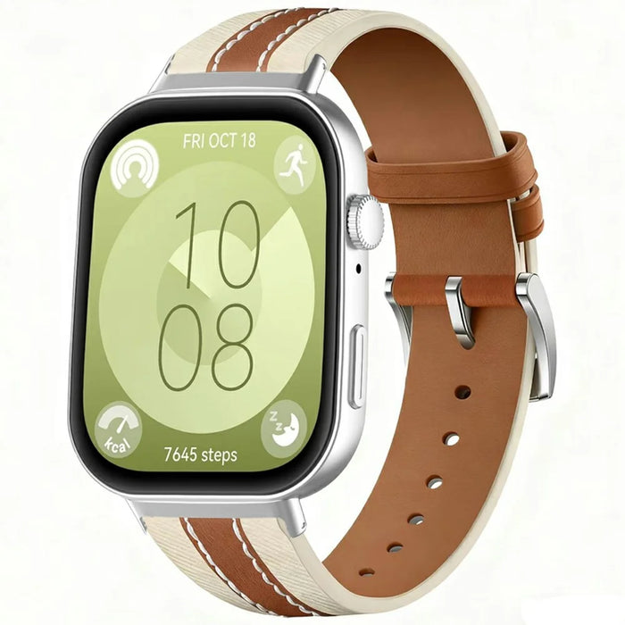 Color Matching Genuine Leather Strap for Huawei Watch Fit 4 Pro / 4 / 3 Quick Release Watch Band - Brown - 2