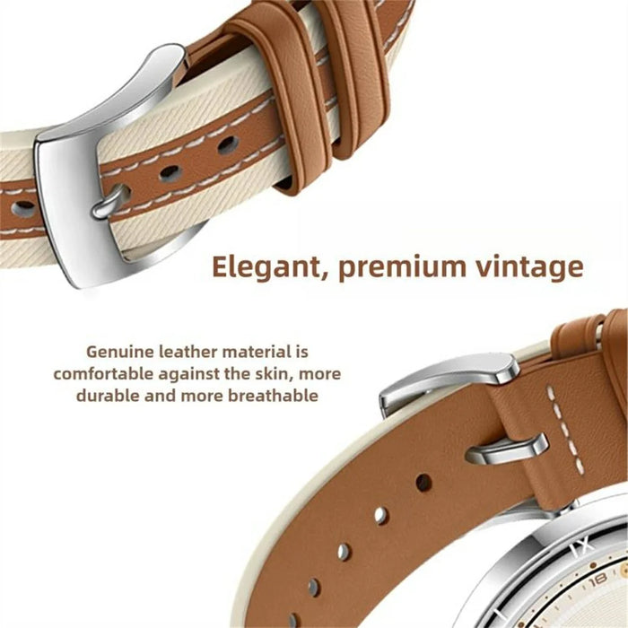 Color Matching Genuine Leather Strap for Huawei Watch Fit 4 Pro / 4 / 3 Quick Release Watch Band - Brown - 3