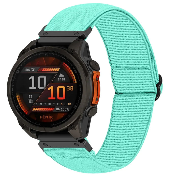 26mm Solid Color Elastic Nylon Strap for Garmin Fenix 8 Pro AMOLED 51mm / 8 51mm / Enduro 3 / 2 Quick Release Watch Band - Mint Green - 2