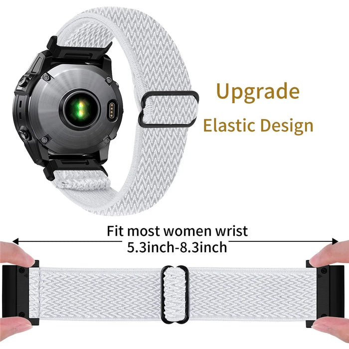 26mm Wave Pattern Nylon Strap for Garmin Fenix 8 Pro AMOLED 51mm / 8 51mm / Enduro 3 / 2 Quick Release Watch Band - White - 3