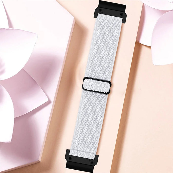 26mm Wave Pattern Nylon Strap for Garmin Fenix 8 Pro AMOLED 51mm / 8 51mm / Enduro 3 / 2 Quick Release Watch Band - White - 4