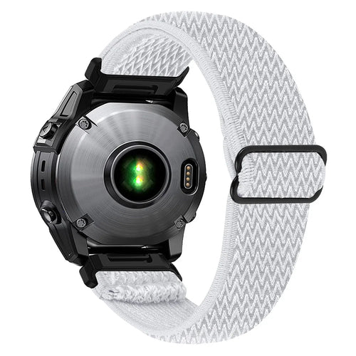 20mm Wave Pattern Nylon Strap for Garmin Fenix 8 43mm / Descent MK3 / MK3i Quick Release Watch Band - White - 1