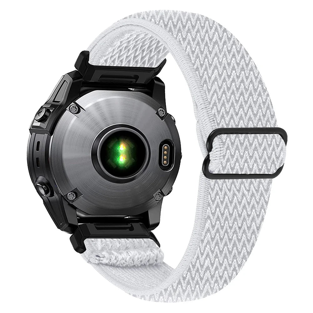20mm Wave Pattern Nylon Strap for Garmin Fenix 8 43mm / Descent MK3 / MK3i Quick Release Watch Band - White - 1