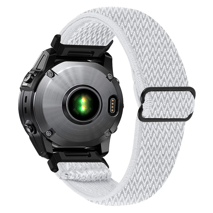 20mm Wave Pattern Nylon Strap for Garmin Fenix 8 43mm / Descent MK3 / MK3i Quick Release Watch Band - White - 1