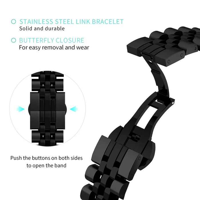 Semicircular Design Watch Band for Honor Watch X5 Stainless Steel 5-Bead Wrist Strap - Black - 3
